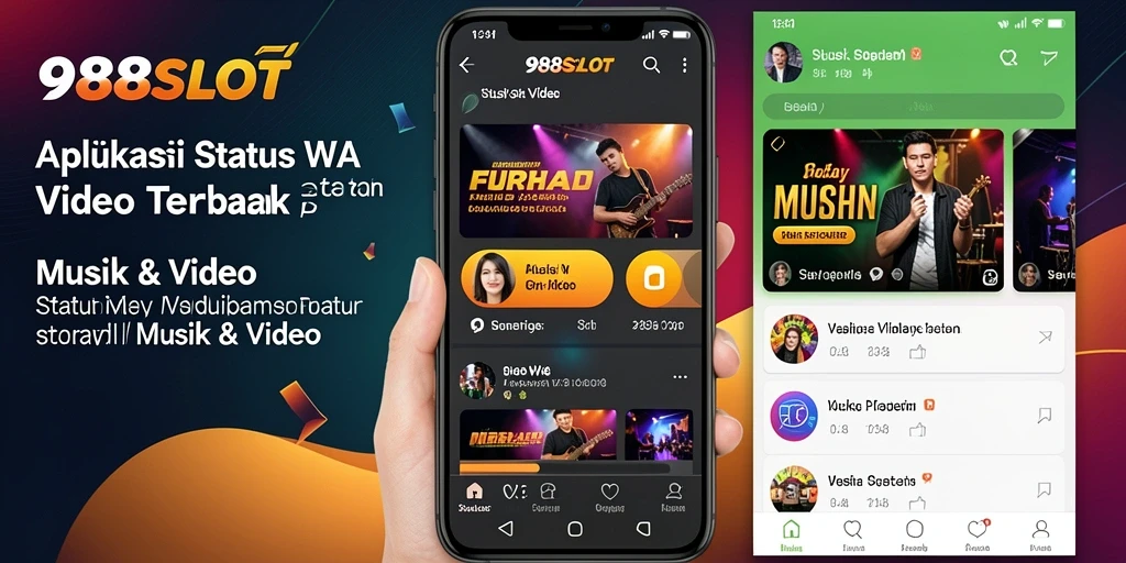 Antarmuka aplikasi 988SLOT untuk mengunduh status WA video.