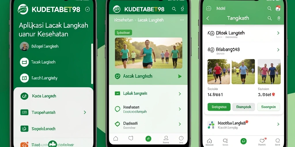 Tampilan antarmuka aplikasi KUDETABET98 yang menampilkan fungsi Lacak Langkah.