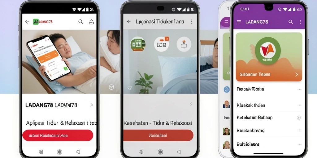 Antarmuka aplikasi LADANG78 yang menenangkan untuk Tidur & Relaksasi.