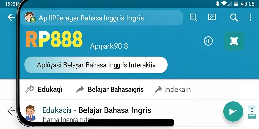 Antarmuka aplikasi RP888 yang menarik untuk belajar bahasa Inggris.